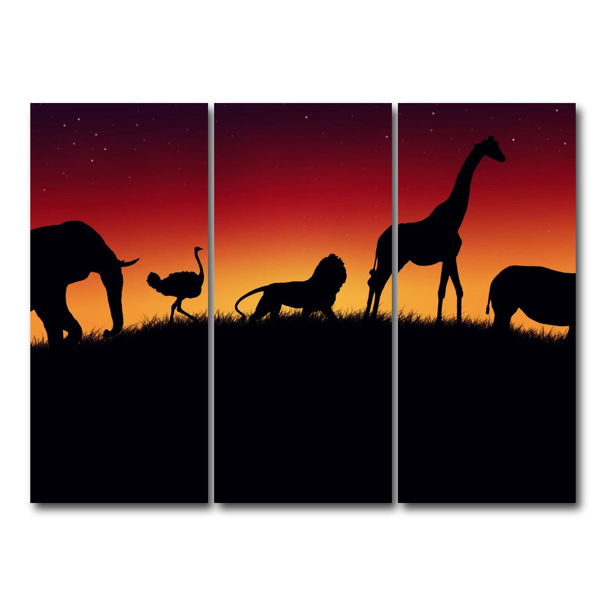 AUTO-MOCKUP WHITE | Animals of Africa | 3 Piece | Gallery Wrap Canvas | group=8x18