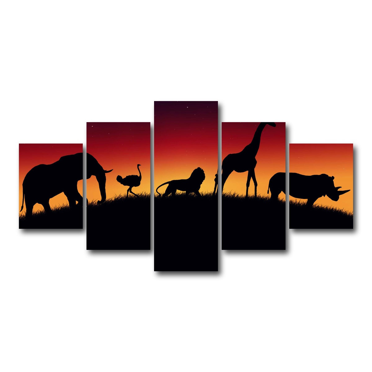 AUTO-MOCKUP WHITE | Animals of Africa | 5 Piece | Gallery Wrap Canvas | group=5_short