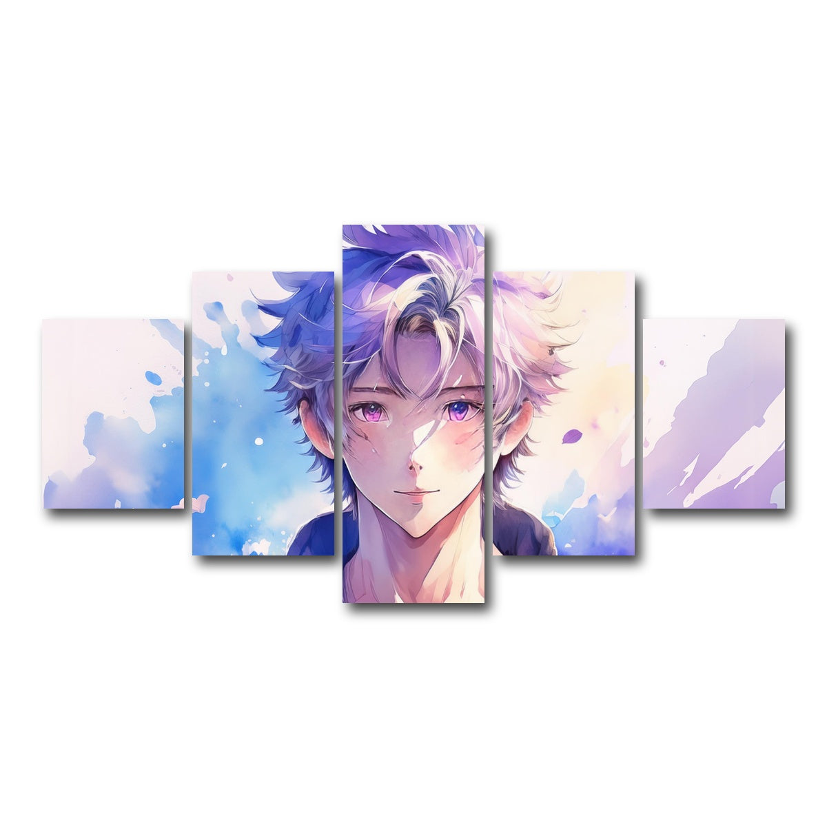 AUTO-MOCKUP WHITE | Anime Boy Abstract | 5 Piece | Gallery Wrap Canvas | group=5_short