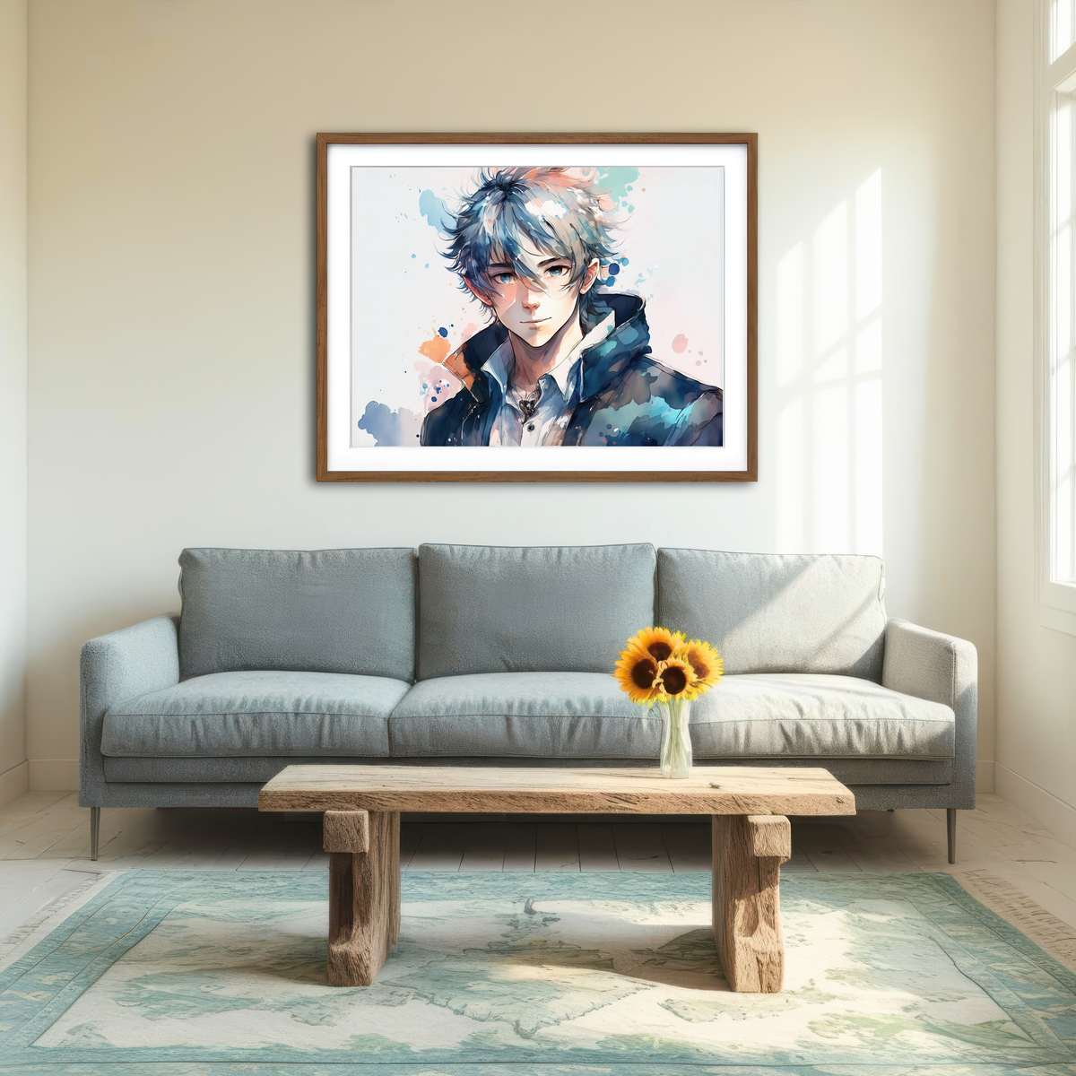 AUTO-MOCKUP ROOM | Anime Boy Wall Art