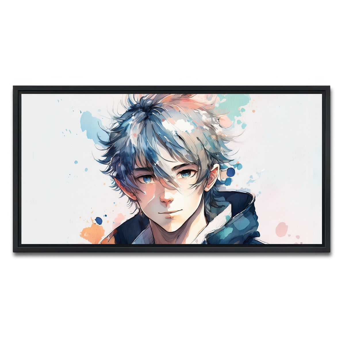 AUTO-MOCKUP WHITE | Anime Boy | 1 Piece | Black Framed Canvas | group=2x1