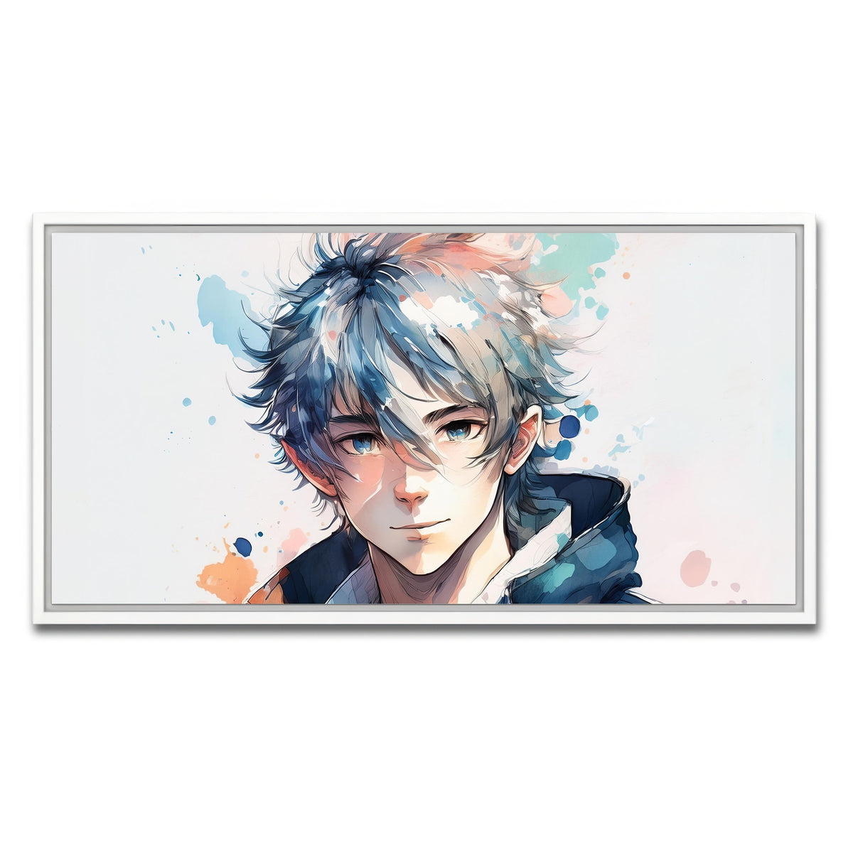 AUTO-MOCKUP WHITE | Anime Boy | 1 Piece | White Framed Canvas | group=2x1