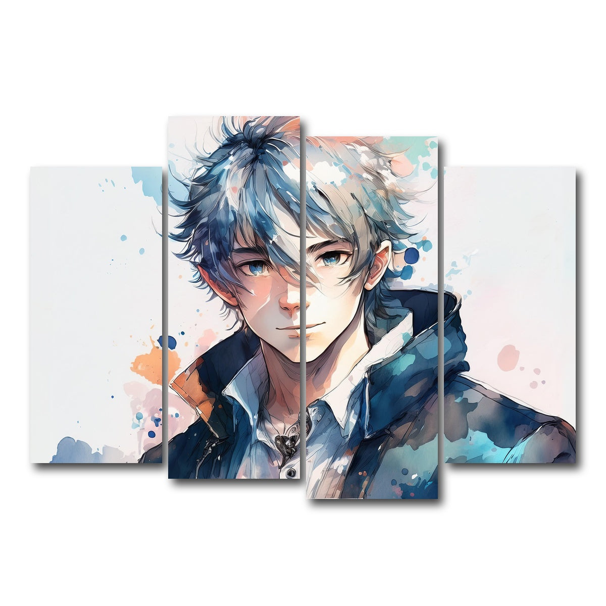 AUTO-MOCKUP WHITE | Anime Boy | 4 Piece | Gallery Wrap Canvas | group=4_normal
