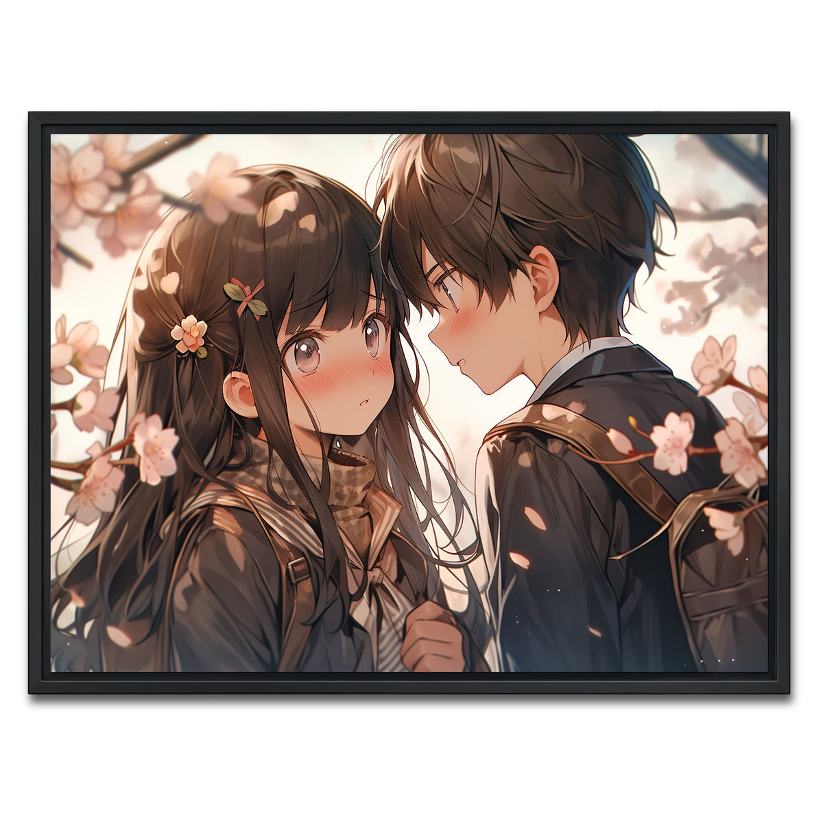 AUTO-MOCKUP WHITE | Anime Couple | 1 Piece | Black Framed Canvas | group=4x3
