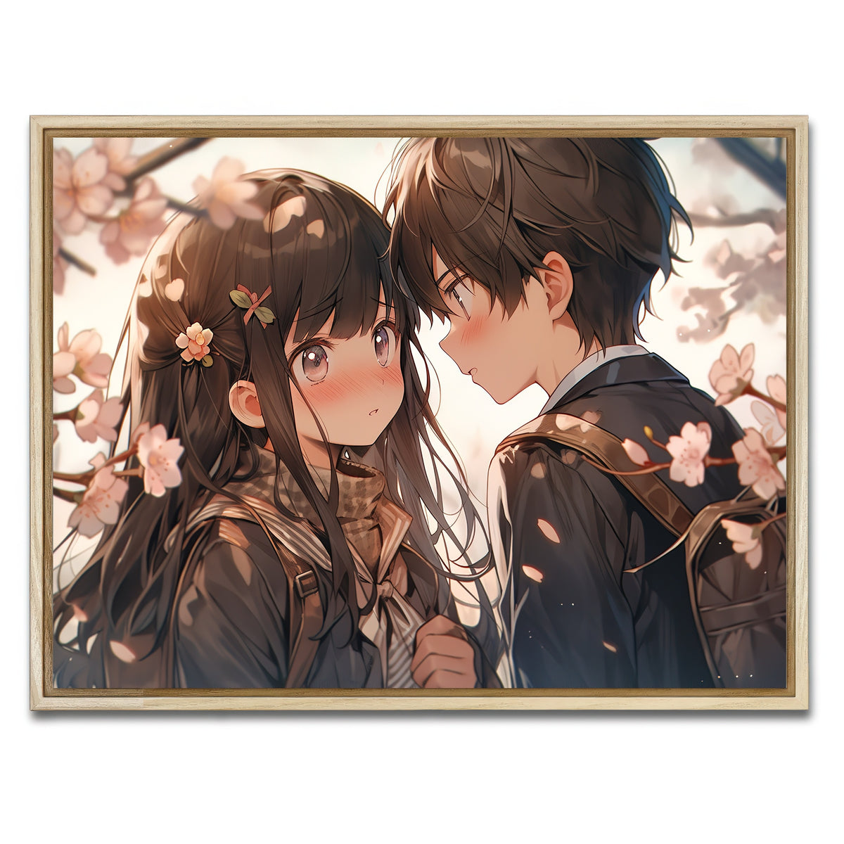 AUTO-MOCKUP WHITE | Anime Couple | 1 Piece | Natural Framed Canvas | group=4x3