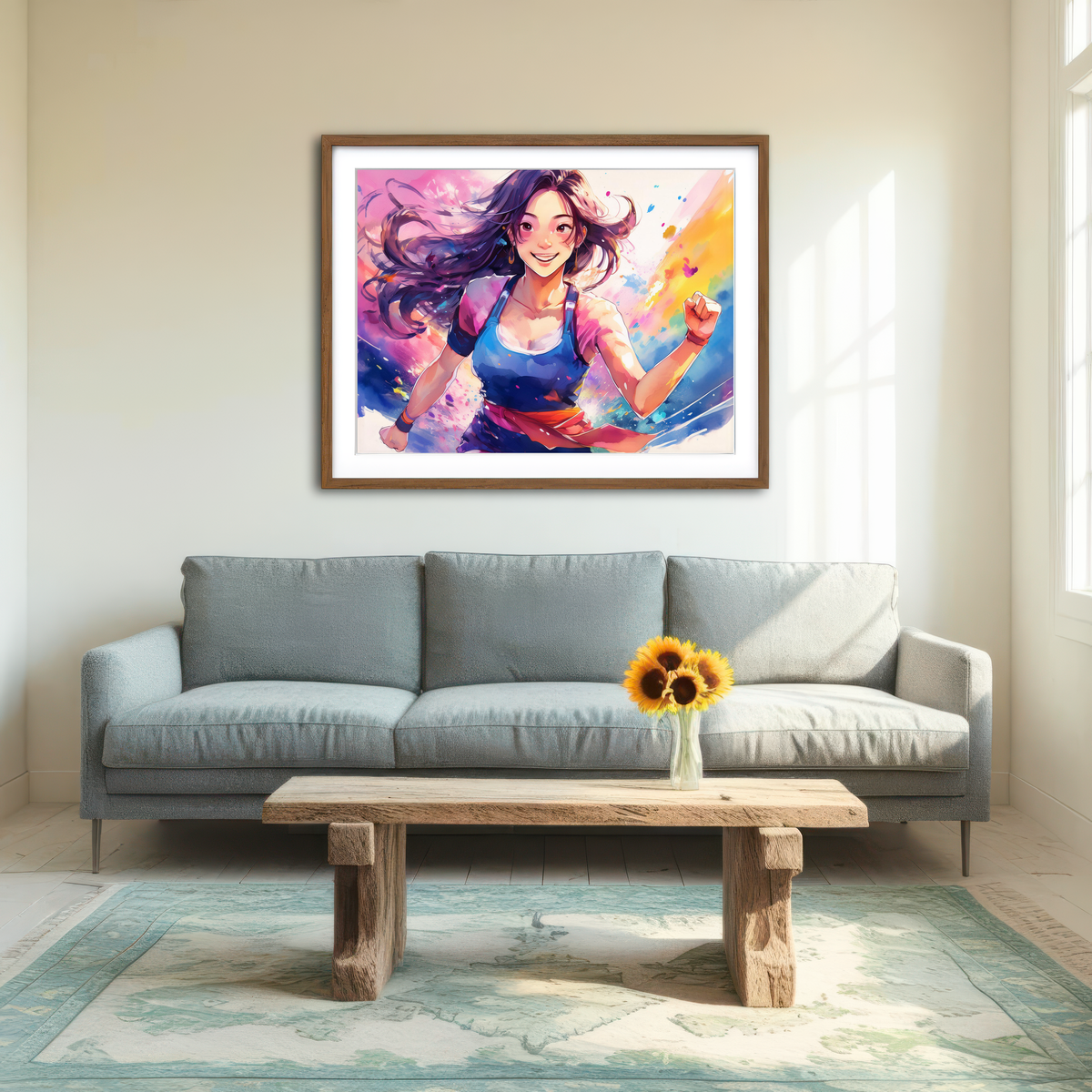AUTO-MOCKUP ROOM | Anime Girl In Action Wall Art