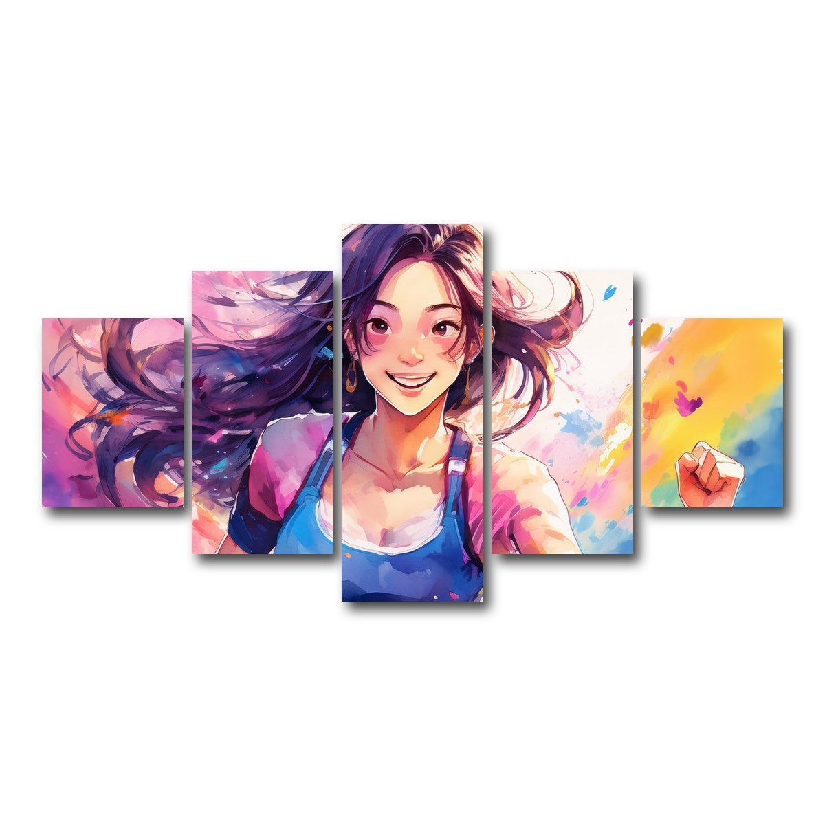 AUTO-MOCKUP WHITE | Anime Girl In Action | 5 Piece | Gallery Wrap Canvas | group=5_short