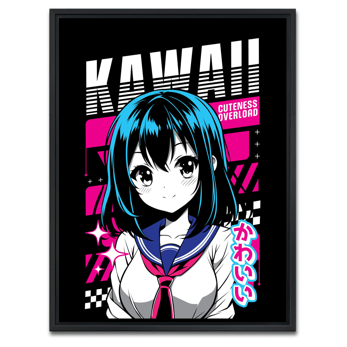 AUTO-MOCKUP WHITE | Anime Girl Poster | 1 Piece | Black Framed Canvas | group=3x4