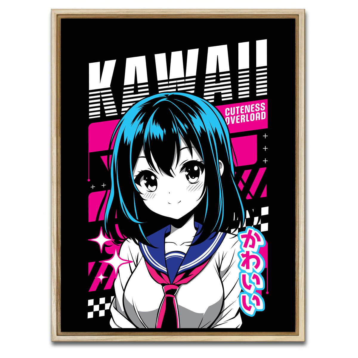AUTO-MOCKUP WHITE | Anime Girl Poster | 1 Piece | Natural Framed Canvas | group=3x4