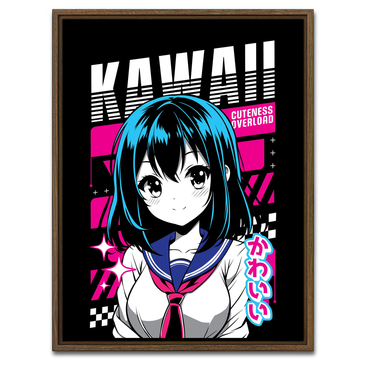 AUTO-MOCKUP WHITE | Anime Girl Poster | 1 Piece | Walnut Framed Canvas | group=3x4