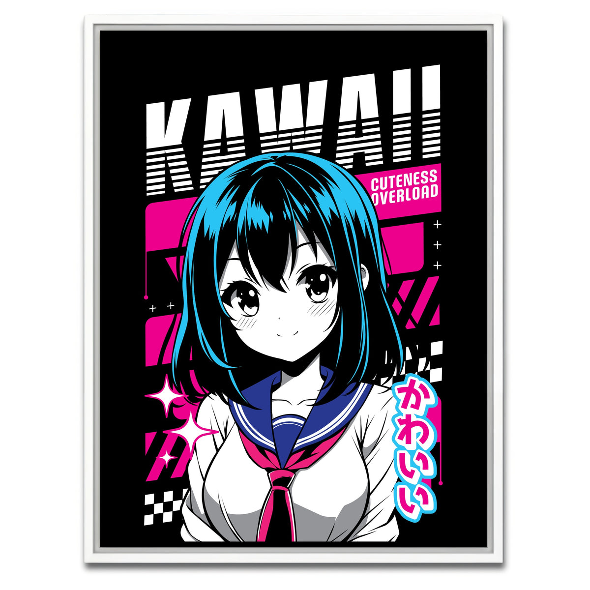 AUTO-MOCKUP WHITE | Anime Girl Poster | 1 Piece | White Framed Canvas | group=3x4