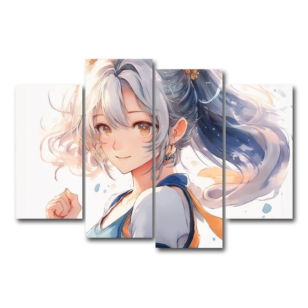 AUTO-MOCKUP WHITE | Anime Girl White | 4 Piece | Gallery Wrap Canvas | group=4_short