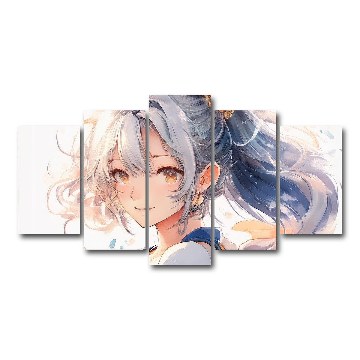 AUTO-MOCKUP WHITE | Anime Girl White | 5 Piece | Gallery Wrap Canvas | group=5_normal