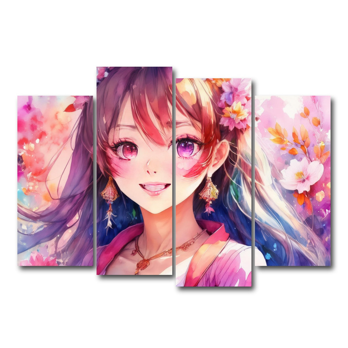AUTO-MOCKUP WHITE | Anime Girl | 4 Piece | Gallery Wrap Canvas | group=4_normal