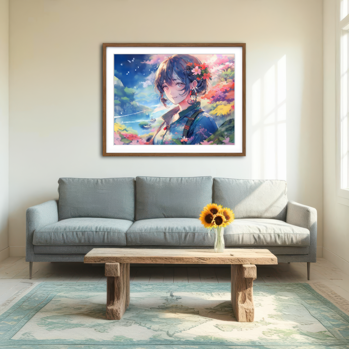 AUTO-MOCKUP ROOM | Anime Lady Wall Art