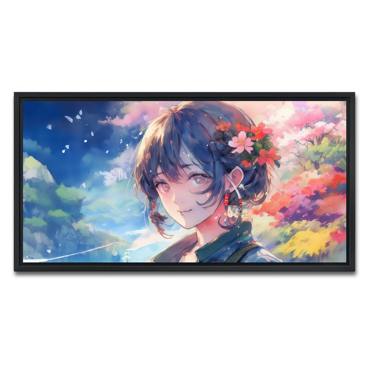 AUTO-MOCKUP WHITE | Anime Lady | 1 Piece | Black Framed Canvas | group=2x1