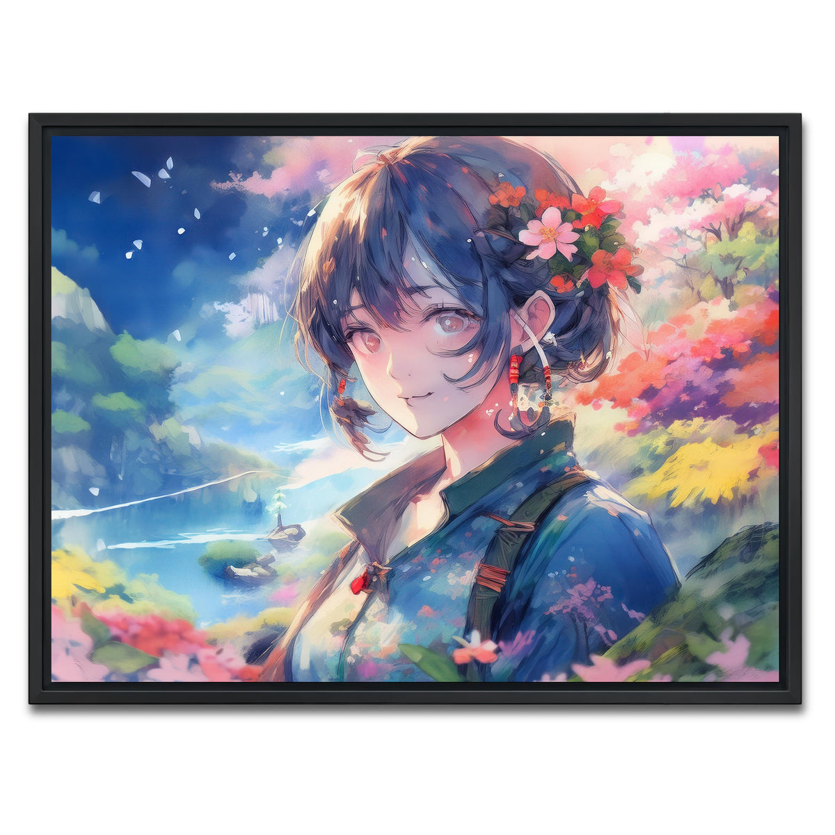AUTO-MOCKUP WHITE | Anime Lady | 1 Piece | Black Framed Canvas | group=4x3