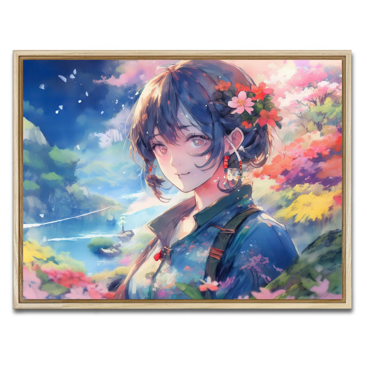 AUTO-MOCKUP WHITE | Anime Lady | 1 Piece | Natural Framed Canvas | group=4x3