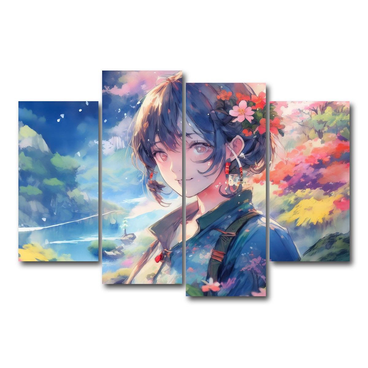 AUTO-MOCKUP WHITE | Anime Lady | 4 Piece | Gallery Wrap Canvas | group=4_short