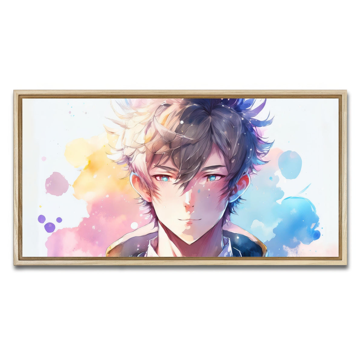 AUTO-MOCKUP WHITE | Anime Man | 1 Piece | Natural Framed Canvas | group=2x1