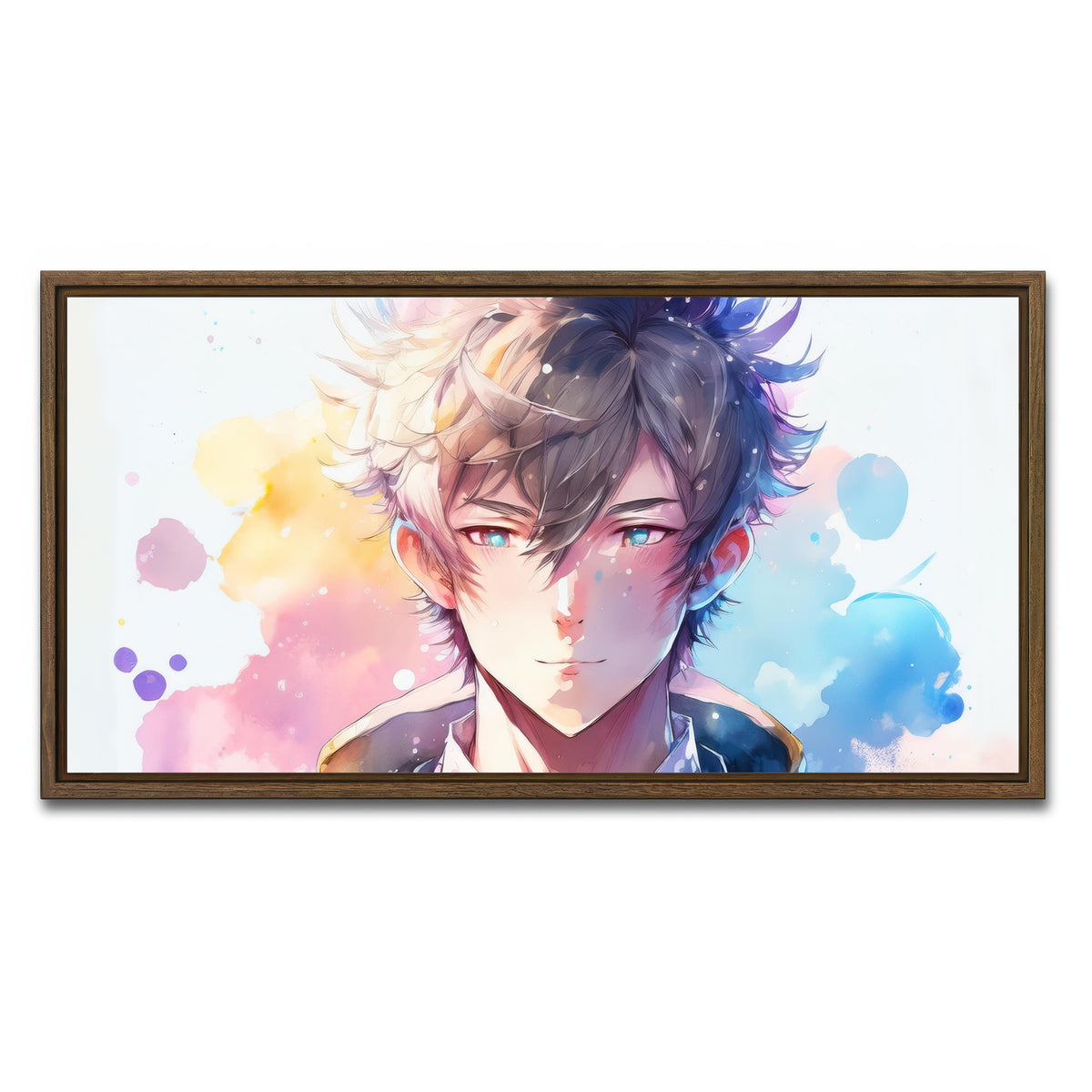 AUTO-MOCKUP WHITE | Anime Man | 1 Piece | Walnut Framed Canvas | group=2x1