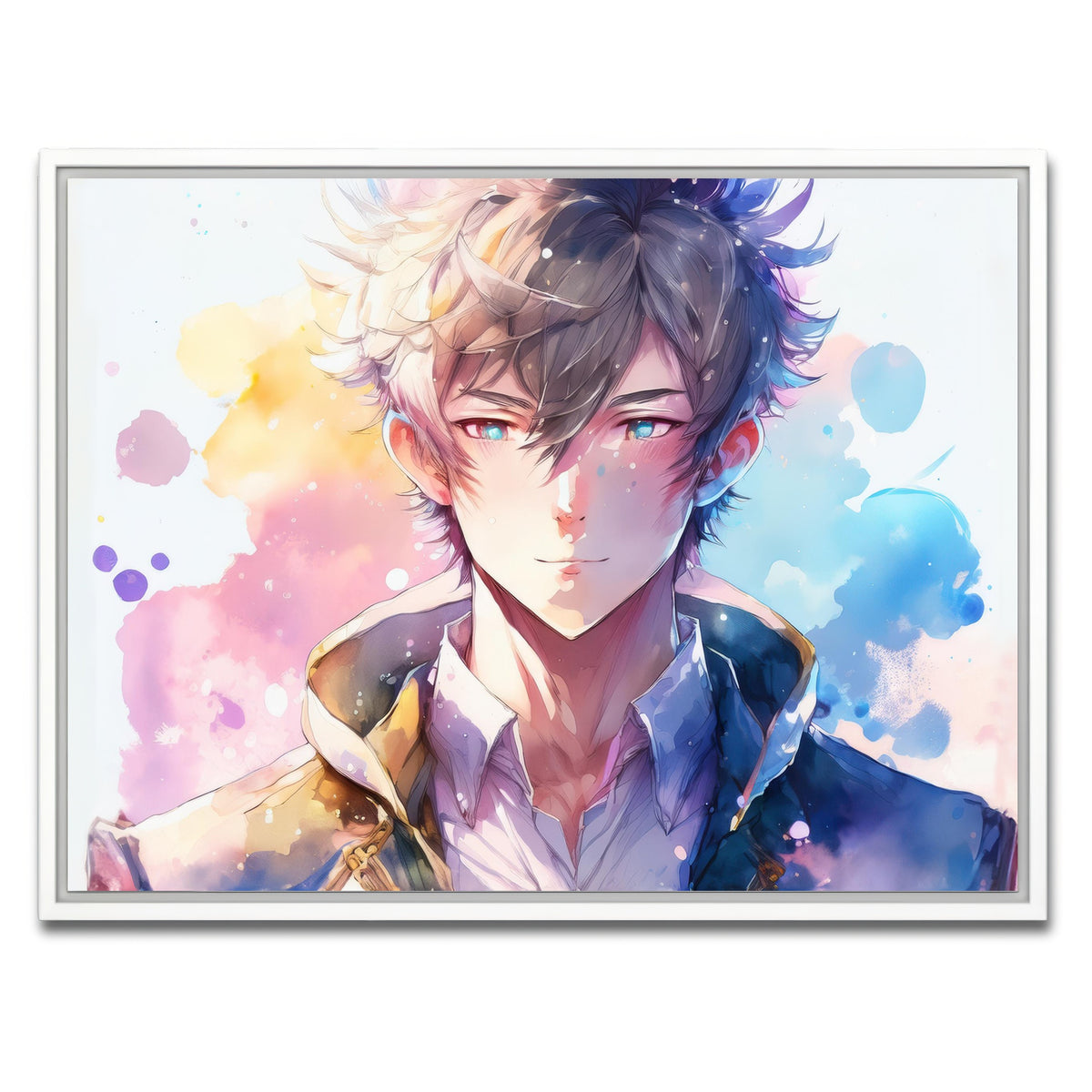 AUTO-MOCKUP WHITE | Anime Man | 1 Piece | White Framed Canvas | group=4x3
