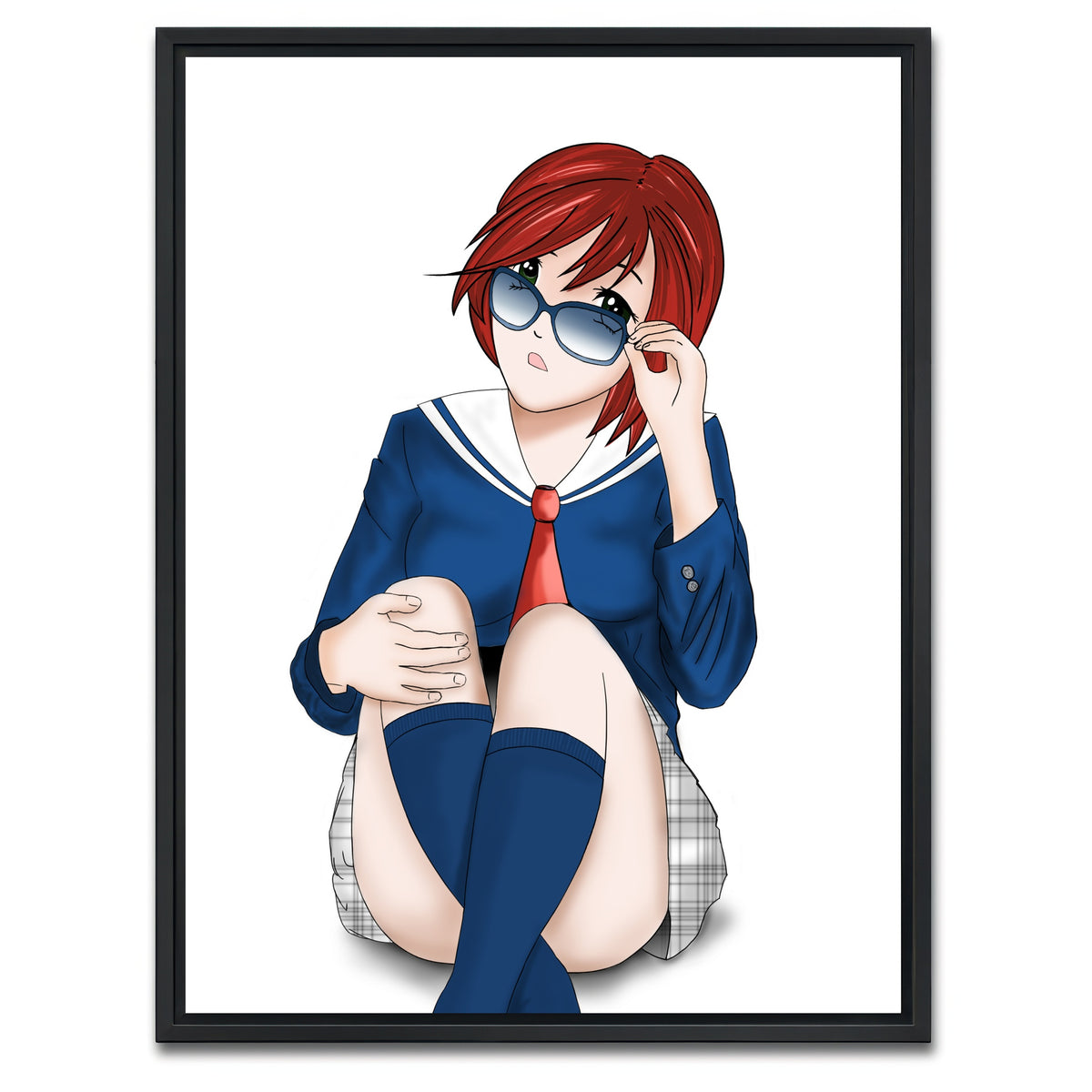 AUTO-MOCKUP WHITE | Anime School Girl | 1 Piece | Black Framed Canvas | group=3x4