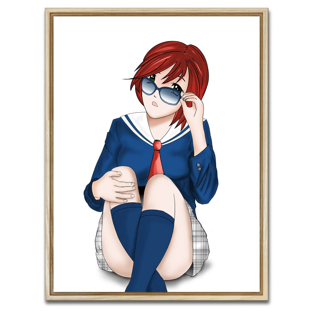 AUTO-MOCKUP WHITE | Anime School Girl | 1 Piece | Natural Framed Canvas | group=3x4