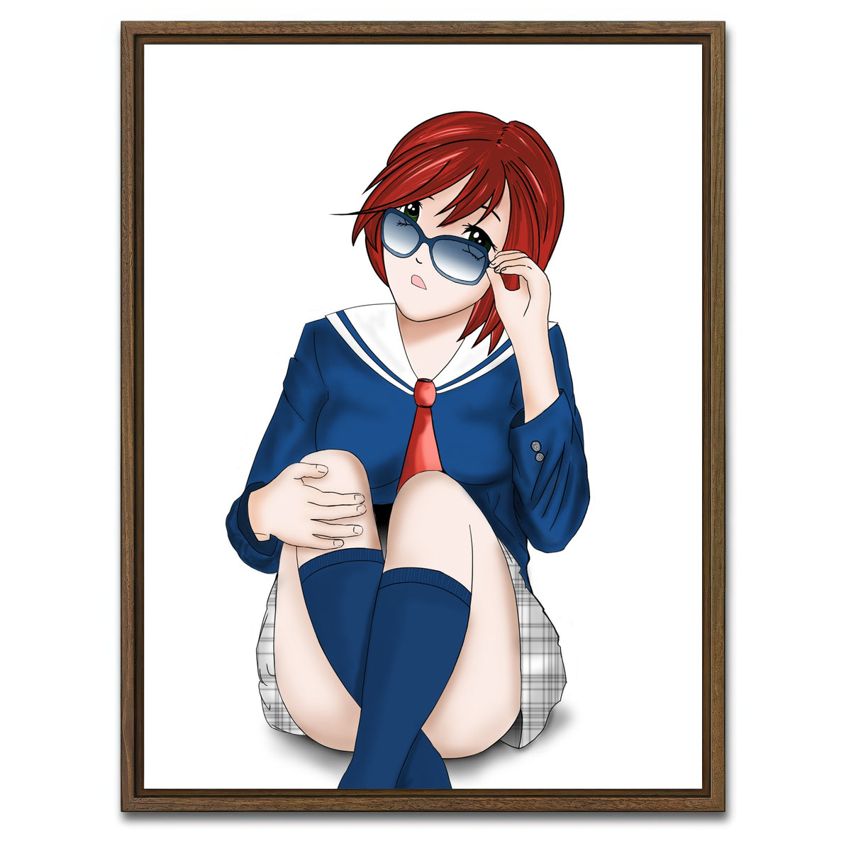 AUTO-MOCKUP WHITE | Anime School Girl | 1 Piece | Walnut Framed Canvas | group=3x4