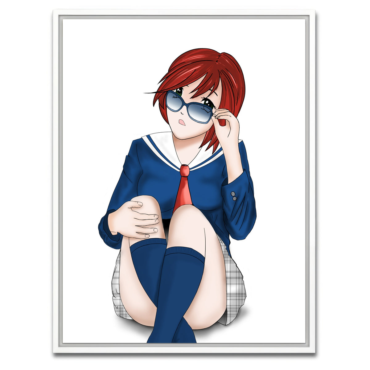 AUTO-MOCKUP WHITE | Anime School Girl | 1 Piece | White Framed Canvas | group=3x4