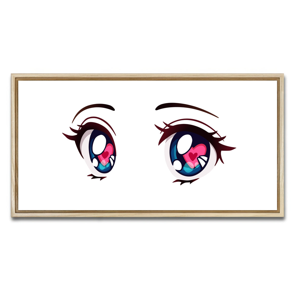 AUTO-MOCKUP WHITE | Anime Style big blue eyes | 1 Piece | Natural Framed Canvas | group=2x1