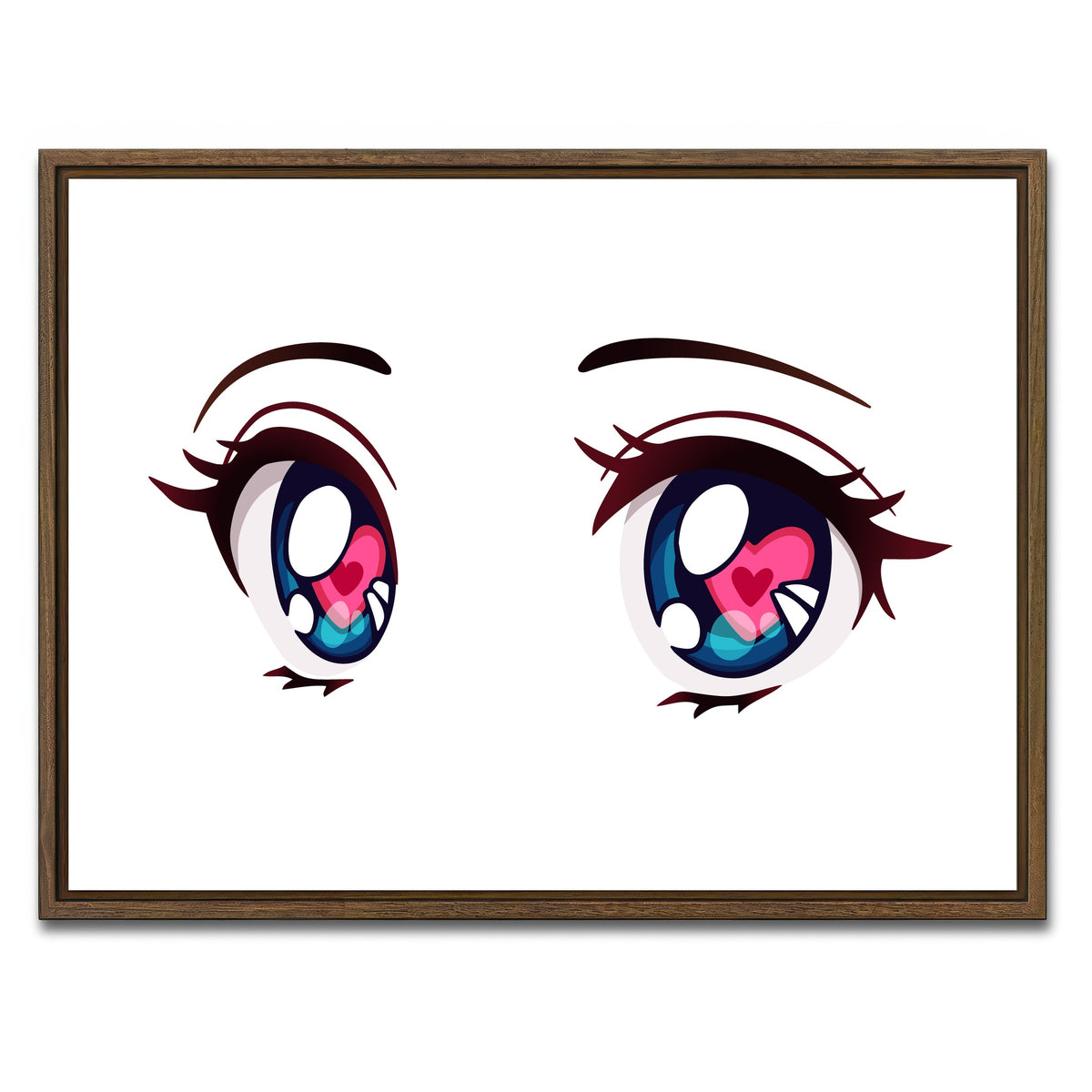 AUTO-MOCKUP WHITE | Anime Style big blue eyes | 1 Piece | Walnut Framed Canvas | group=4x3
