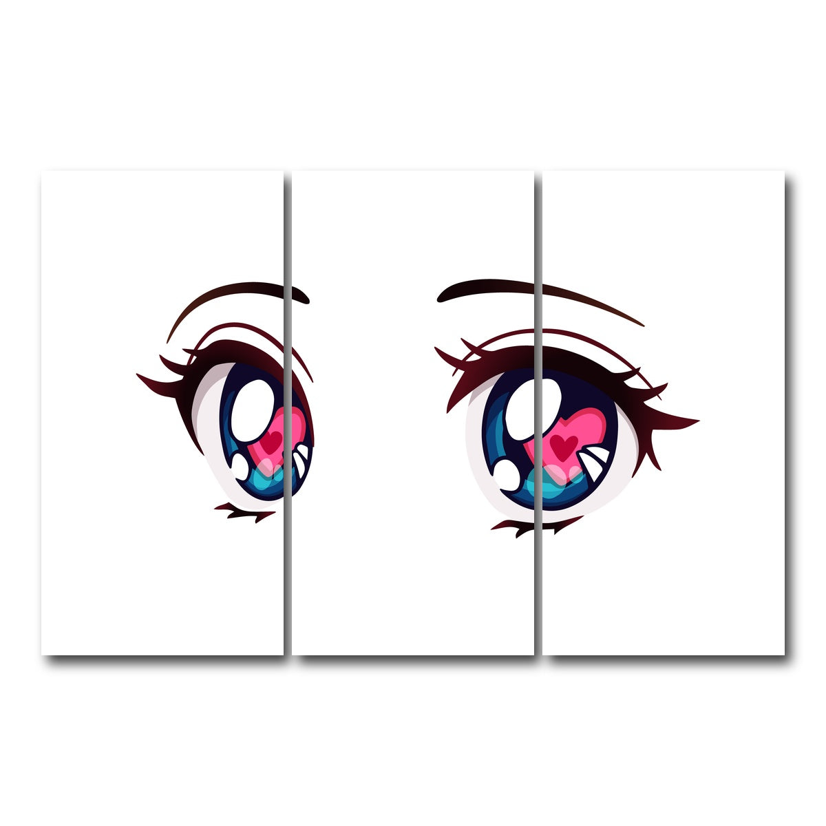 AUTO-MOCKUP WHITE | Anime Style big blue eyes | 3 Piece | Gallery Wrap Canvas | group=12x24