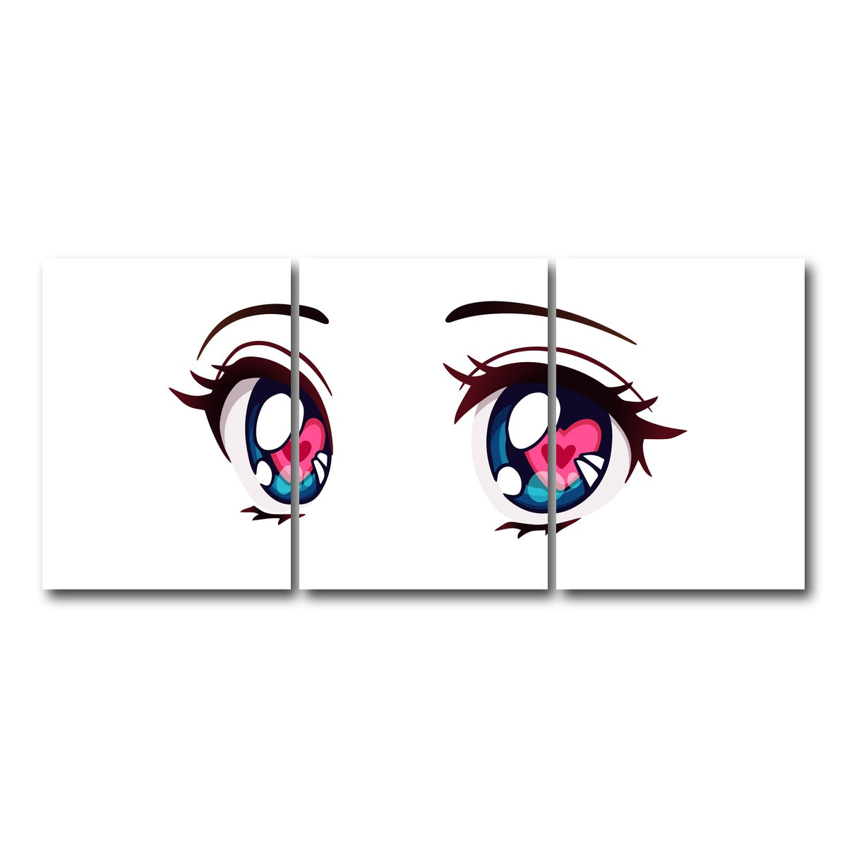 AUTO-MOCKUP WHITE | Anime Style big blue eyes | 3 Piece | Gallery Wrap Canvas | group=18x24
