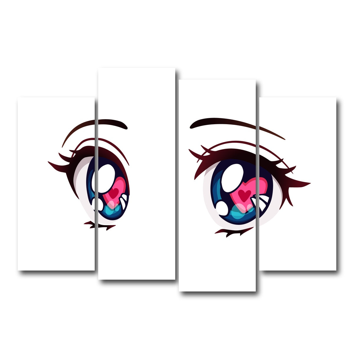 AUTO-MOCKUP WHITE | Anime Style big blue eyes | 4 Piece | Gallery Wrap Canvas | group=4_normal