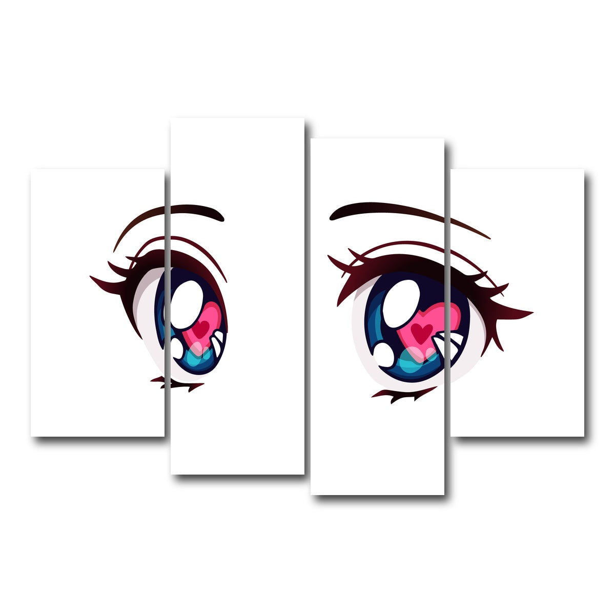 AUTO-MOCKUP WHITE | Anime Style big blue eyes | 4 Piece | Gallery Wrap Canvas | group=4_short