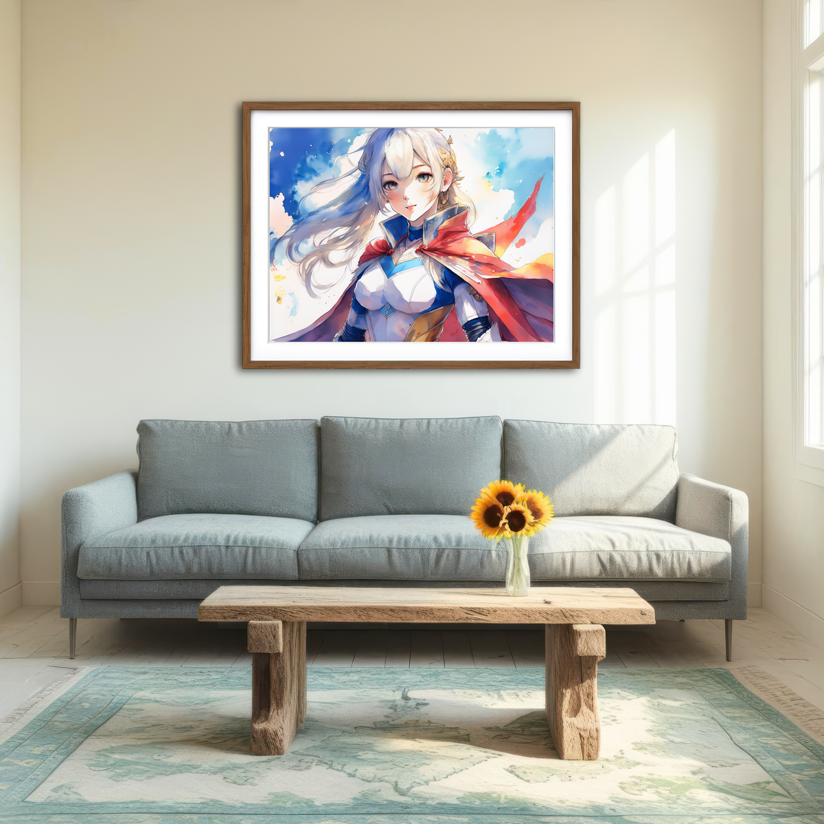 AUTO-MOCKUP ROOM | Anime Super Girl Wall Art