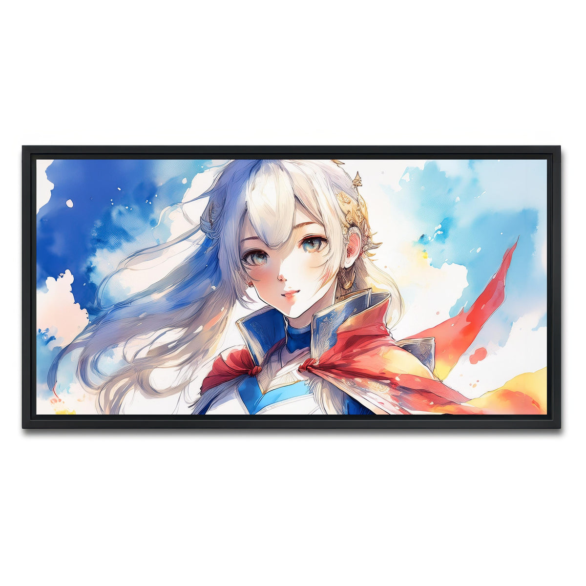 AUTO-MOCKUP WHITE | Anime Super Girl | 1 Piece | Black Framed Canvas | group=2x1
