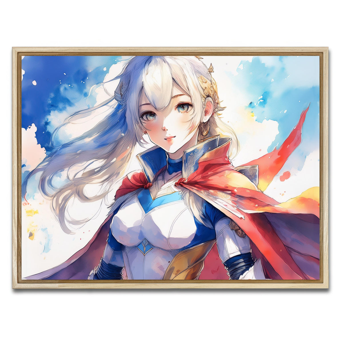 AUTO-MOCKUP WHITE | Anime Super Girl | 1 Piece | Natural Framed Canvas | group=4x3