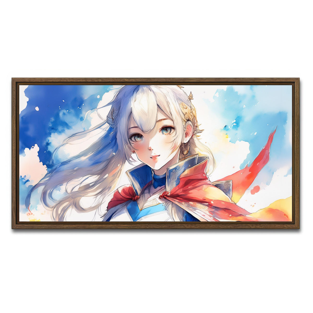 AUTO-MOCKUP WHITE | Anime Super Girl | 1 Piece | Walnut Framed Canvas | group=2x1