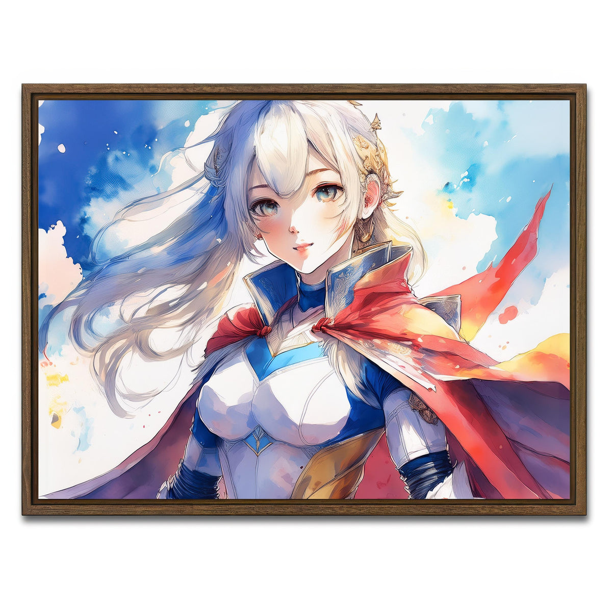 AUTO-MOCKUP WHITE | Anime Super Girl | 1 Piece | Walnut Framed Canvas | group=4x3