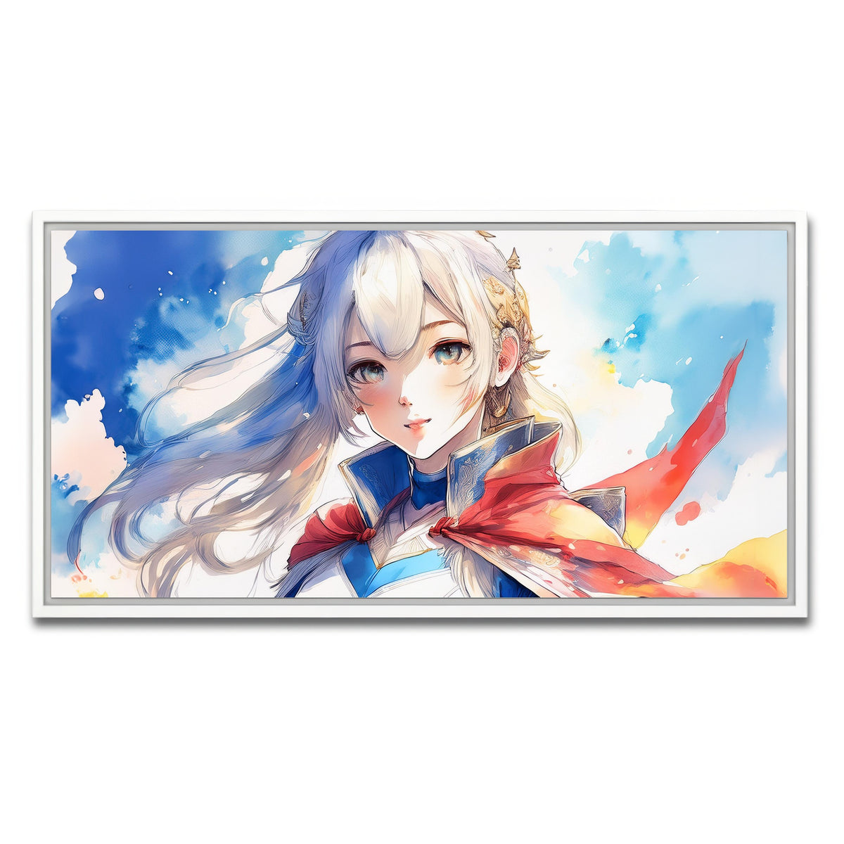 AUTO-MOCKUP WHITE | Anime Super Girl | 1 Piece | White Framed Canvas | group=2x1