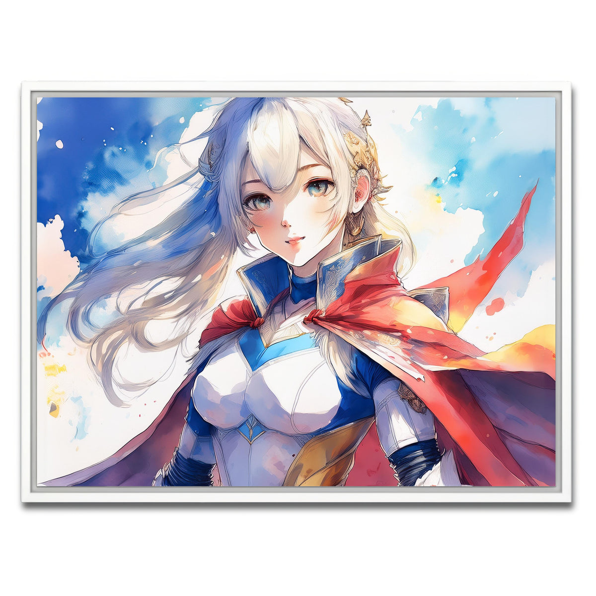 AUTO-MOCKUP WHITE | Anime Super Girl | 1 Piece | White Framed Canvas | group=4x3