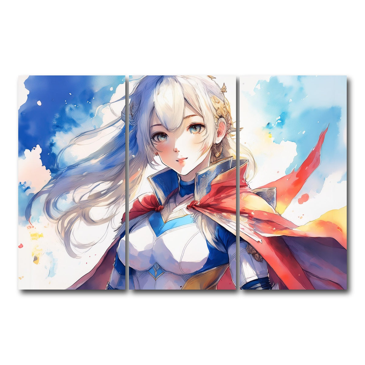 AUTO-MOCKUP WHITE | Anime Super Girl | 3 Piece | Gallery Wrap Canvas | group=12x24