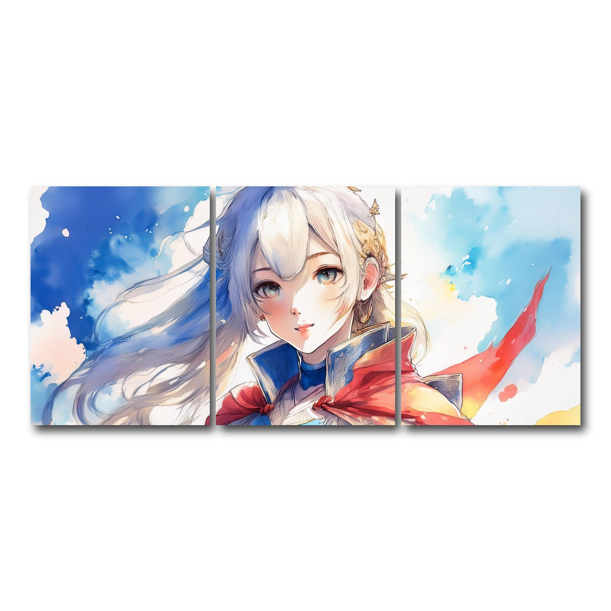 AUTO-MOCKUP WHITE | Anime Super Girl | 3 Piece | Gallery Wrap Canvas | group=18x24