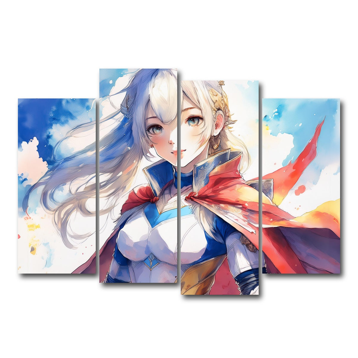 AUTO-MOCKUP WHITE | Anime Super Girl | 4 Piece | Gallery Wrap Canvas | group=4_normal