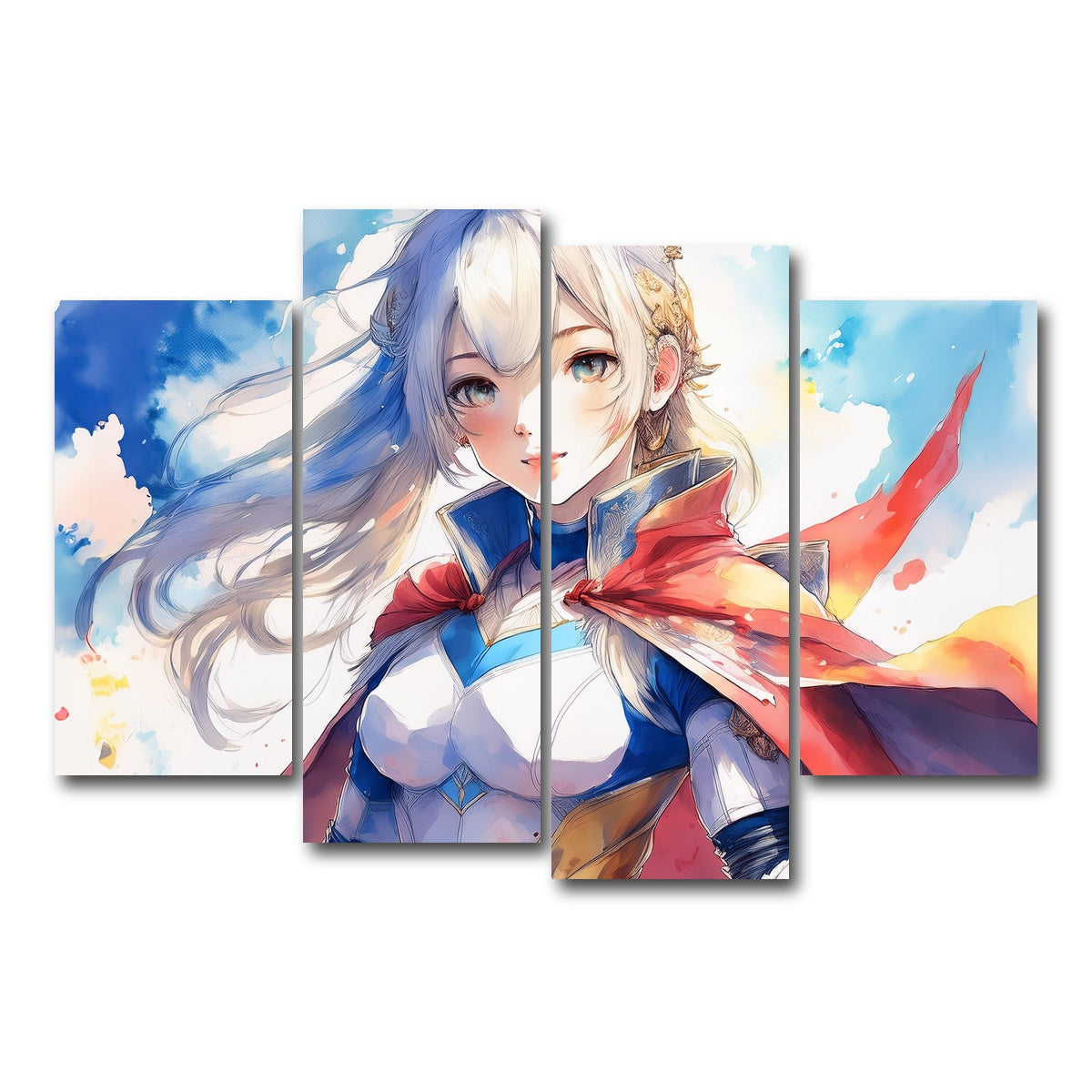 AUTO-MOCKUP WHITE | Anime Super Girl | 4 Piece | Gallery Wrap Canvas | group=4_short
