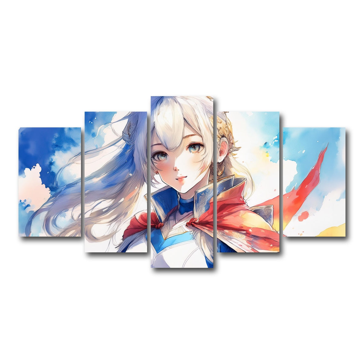 AUTO-MOCKUP WHITE | Anime Super Girl | 5 Piece | Gallery Wrap Canvas | group=5_normal