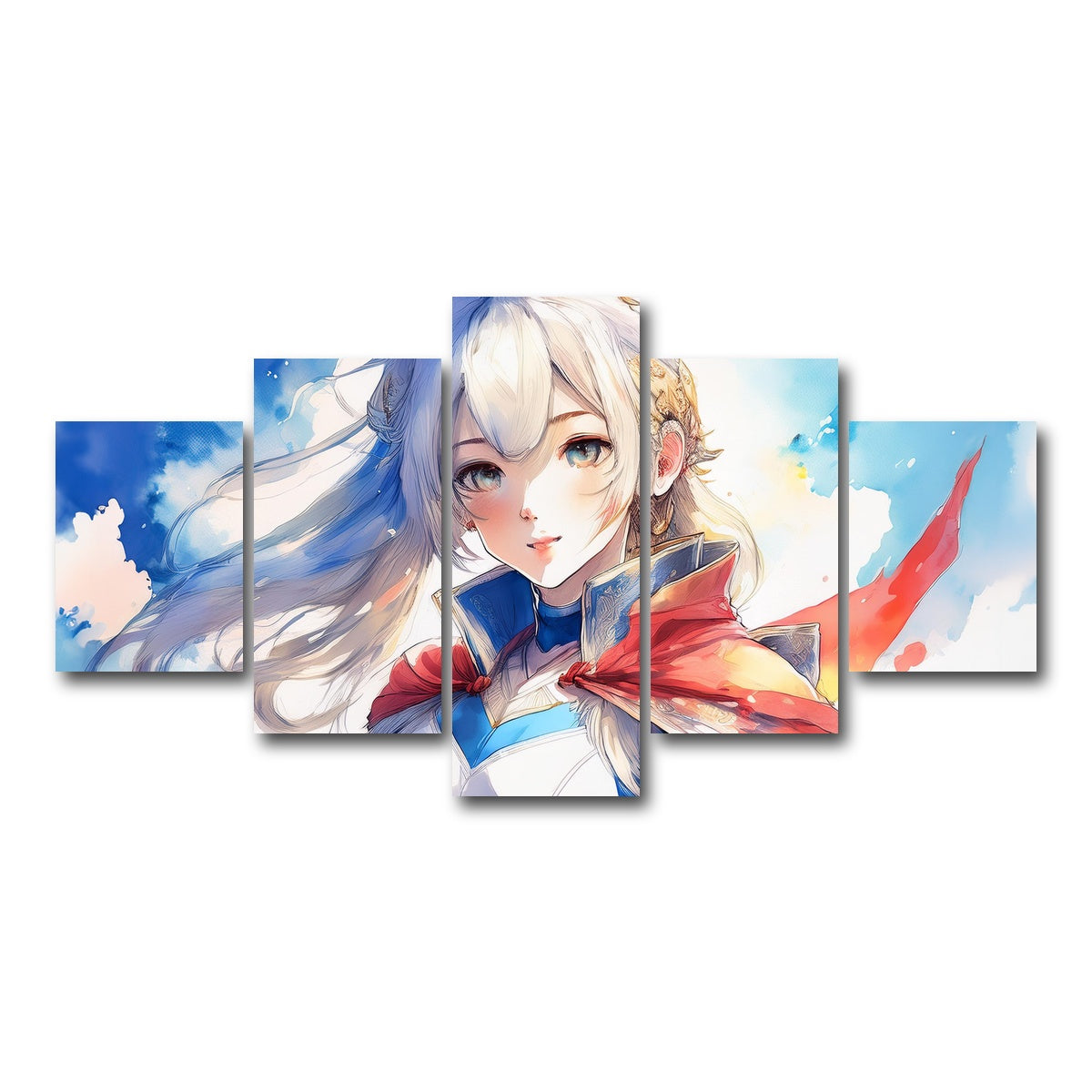 AUTO-MOCKUP WHITE | Anime Super Girl | 5 Piece | Gallery Wrap Canvas | group=5_short