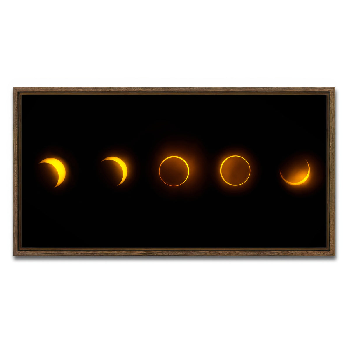 AUTO-MOCKUP WHITE | Annular Solar Eclipse - Brazil 2023 | 1 Piece | Walnut Framed Canvas | group=2x1